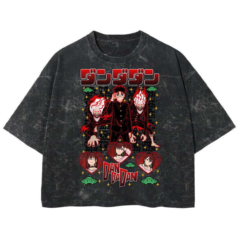 Playera streetwear premium de anime y gaming ExtraLife MX, corte boxy deluxe mineral wash heavyweight en color Acid Wash, moda urbana mexicana de culto.