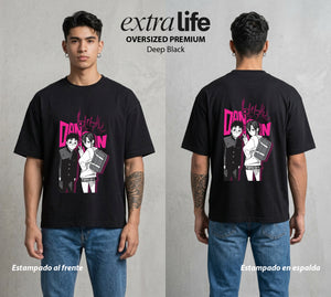 Lo Paranormal Cotidiano | Los Dos del Ocultismo #00578 - Playera Oversized Premium | Deep Black - Foto en modelo