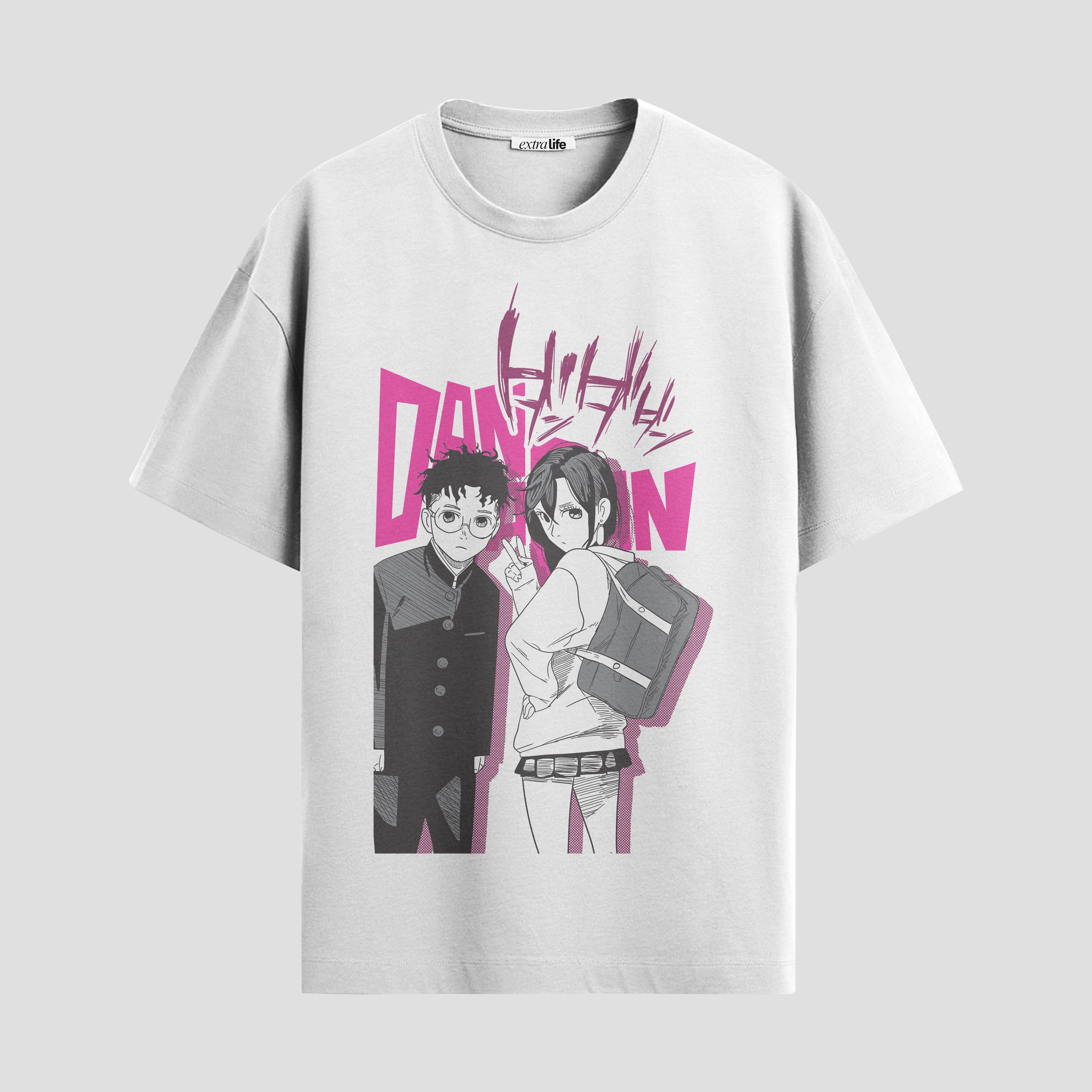 Playera urbana de anime y gaming ExtraLife MX, corte Standard Fit unisex ligero y transpirable en color Deep Black y Pure White, ropa de uso diario para gym y casual.