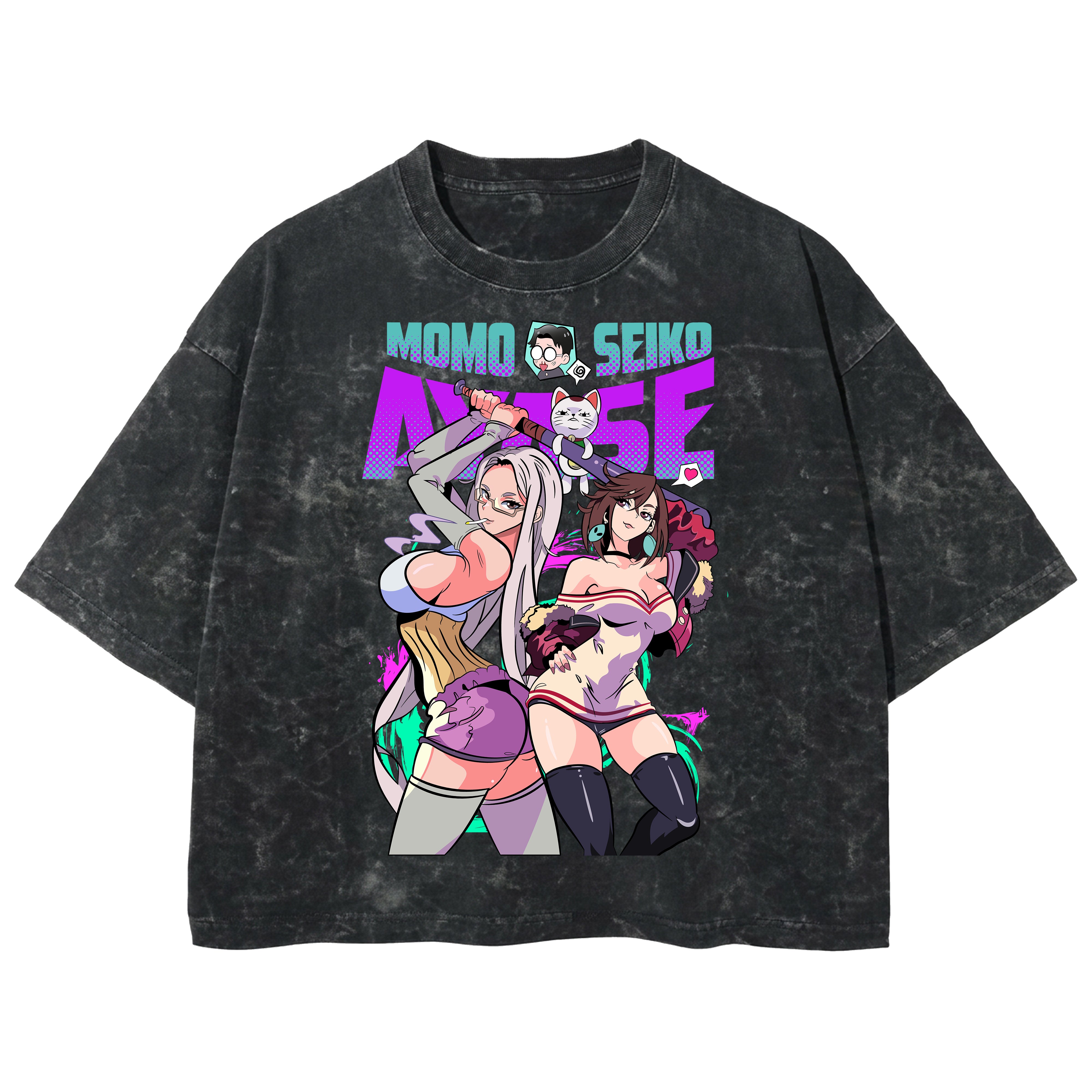 Playera streetwear premium de anime y gaming ExtraLife MX, corte boxy deluxe mineral wash heavyweight en color Acid Wash, moda urbana mexicana de culto.