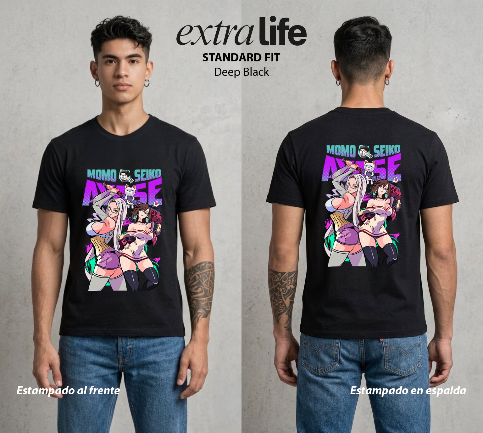 Lo Paranormal Cotidiano | Abuela y Nieta del Caos #00580 - Playera Standard Fit | Deep Black - Foto en modelo