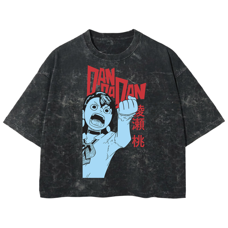Playera streetwear premium de anime y gaming ExtraLife MX, corte boxy deluxe mineral wash heavyweight en color Acid Wash, moda urbana mexicana de culto.