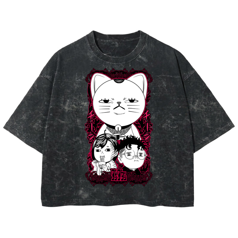 Playera streetwear premium de anime y gaming ExtraLife MX, corte boxy deluxe mineral wash heavyweight en color Acid Wash, moda urbana mexicana de culto.