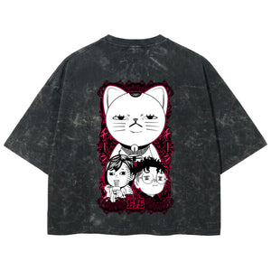 Playera streetwear premium de anime y gaming ExtraLife MX, corte boxy deluxe mineral wash heavyweight en color Acid Wash, moda urbana mexicana de culto.