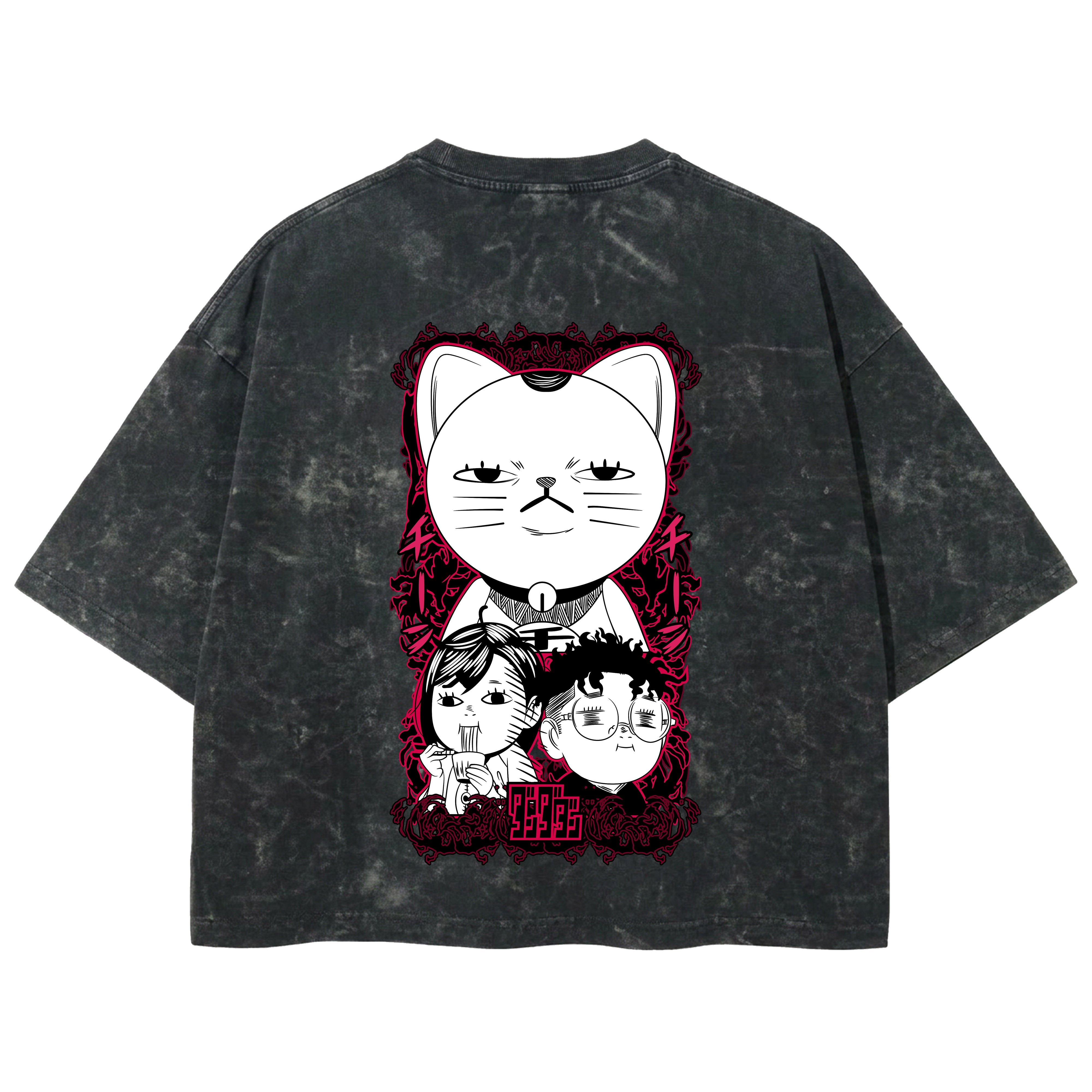 Playera streetwear premium de anime y gaming ExtraLife MX, corte boxy deluxe mineral wash heavyweight en color Acid Wash, moda urbana mexicana de culto.