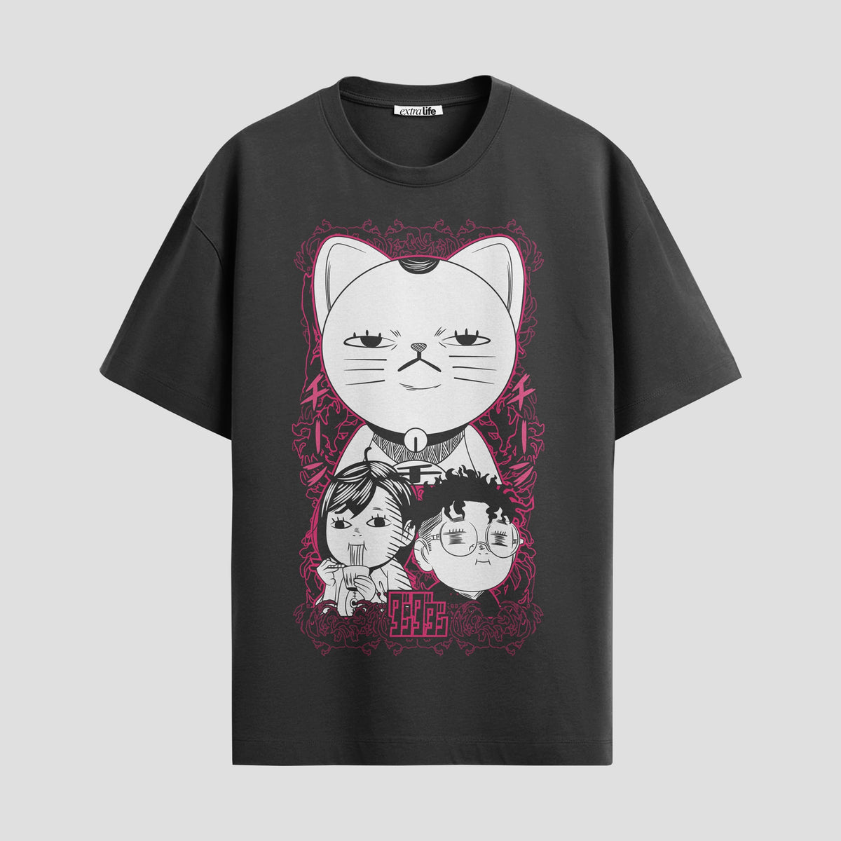 Playera urbana de anime y gaming ExtraLife MX, corte Classic Premium unisex ligero y transpirable en color Deep Black y Pure White, ropa de uso diario para gym y casual.
