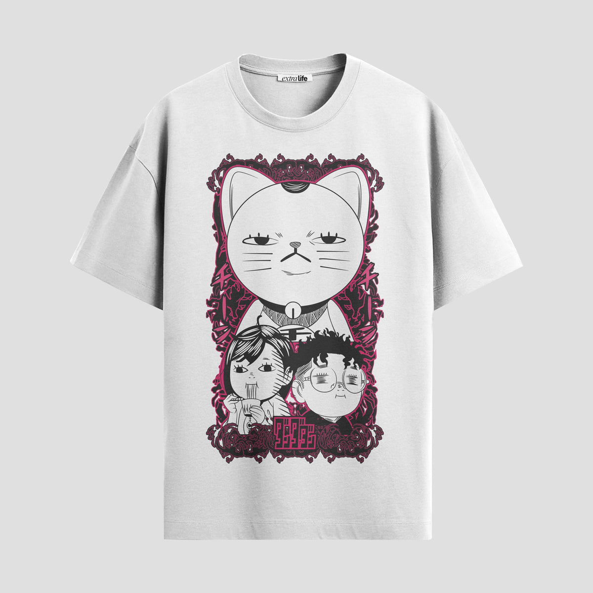 Playera urbana de anime y gaming ExtraLife MX, corte Classic Premium unisex ligero y transpirable en color Deep Black y Pure White, ropa de uso diario para gym y casual.