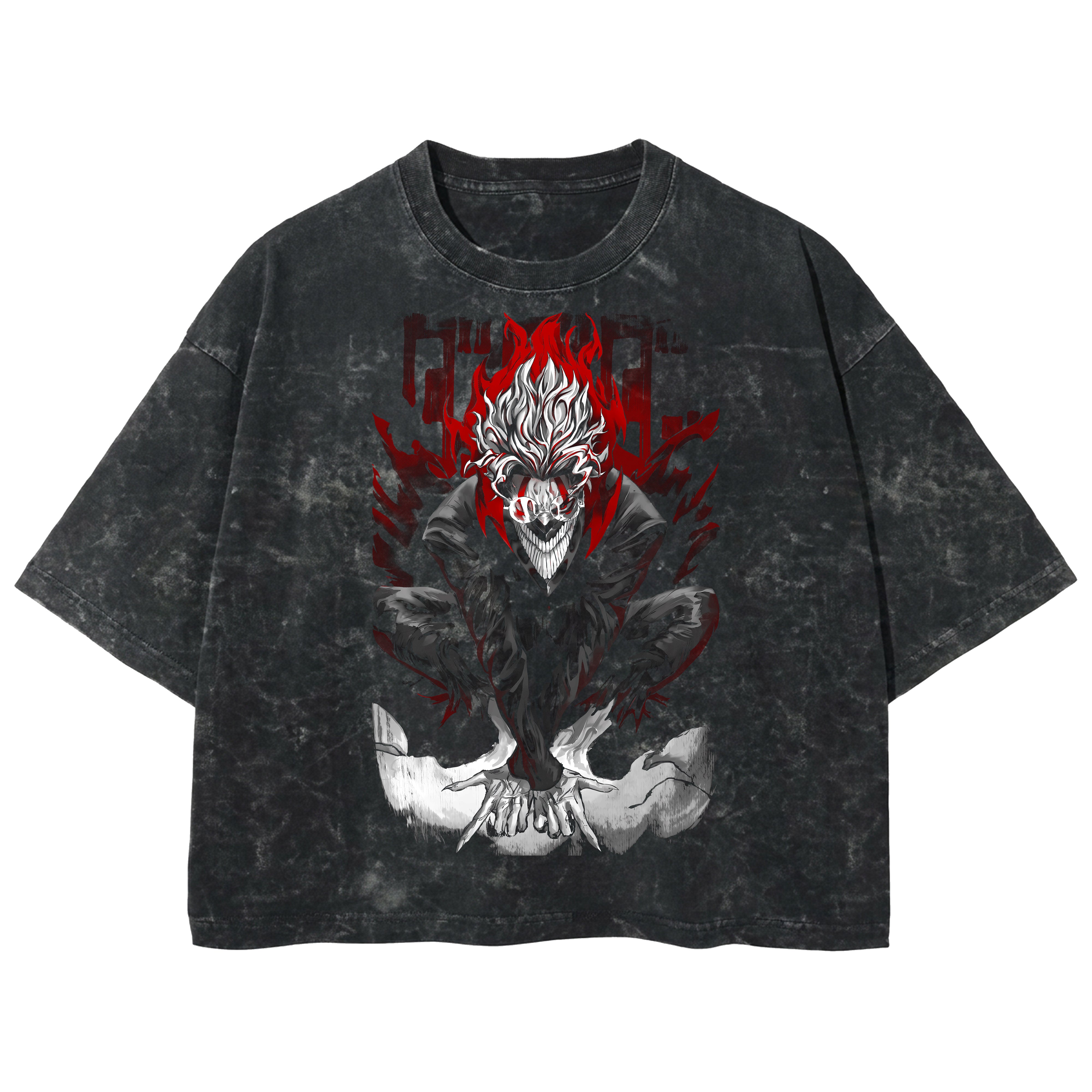Playera streetwear premium de anime y gaming ExtraLife MX, corte boxy deluxe mineral wash heavyweight en color Acid Wash, moda urbana mexicana de culto.