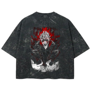 Playera streetwear premium de anime y gaming ExtraLife MX, corte boxy deluxe mineral wash heavyweight en color Acid Wash, moda urbana mexicana de culto.