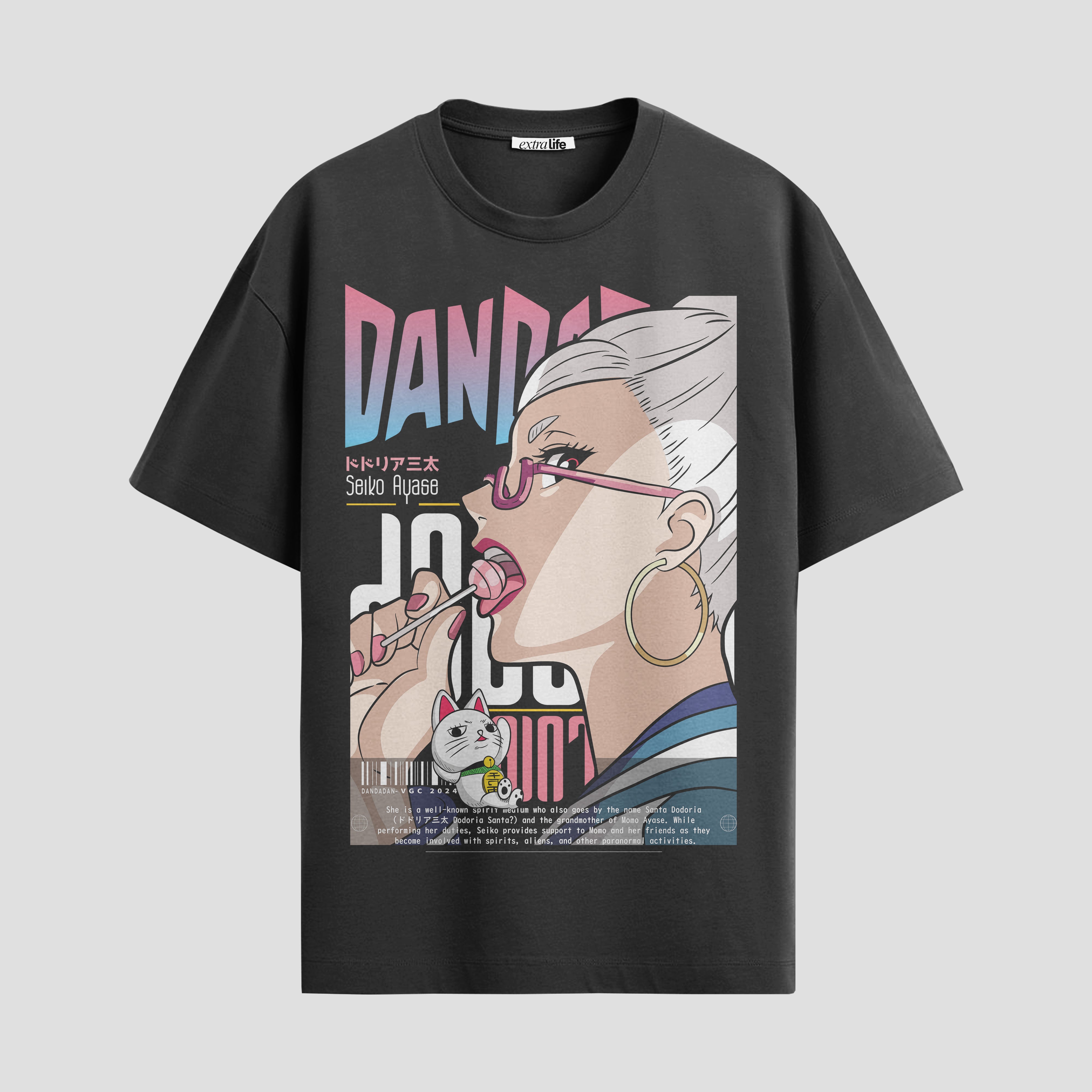 Playera urbana de anime y gaming ExtraLife MX, corte Standard Fit unisex ligero y transpirable en color Deep Black y Pure White, ropa de uso diario para gym y casual.