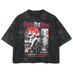 Playera streetwear premium de anime y gaming ExtraLife MX, corte boxy deluxe mineral wash heavyweight en color Acid Wash, moda urbana mexicana de culto.
