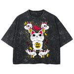 Playera streetwear premium de anime y gaming ExtraLife MX, corte boxy deluxe mineral wash heavyweight en color Acid Wash, moda urbana mexicana de culto.