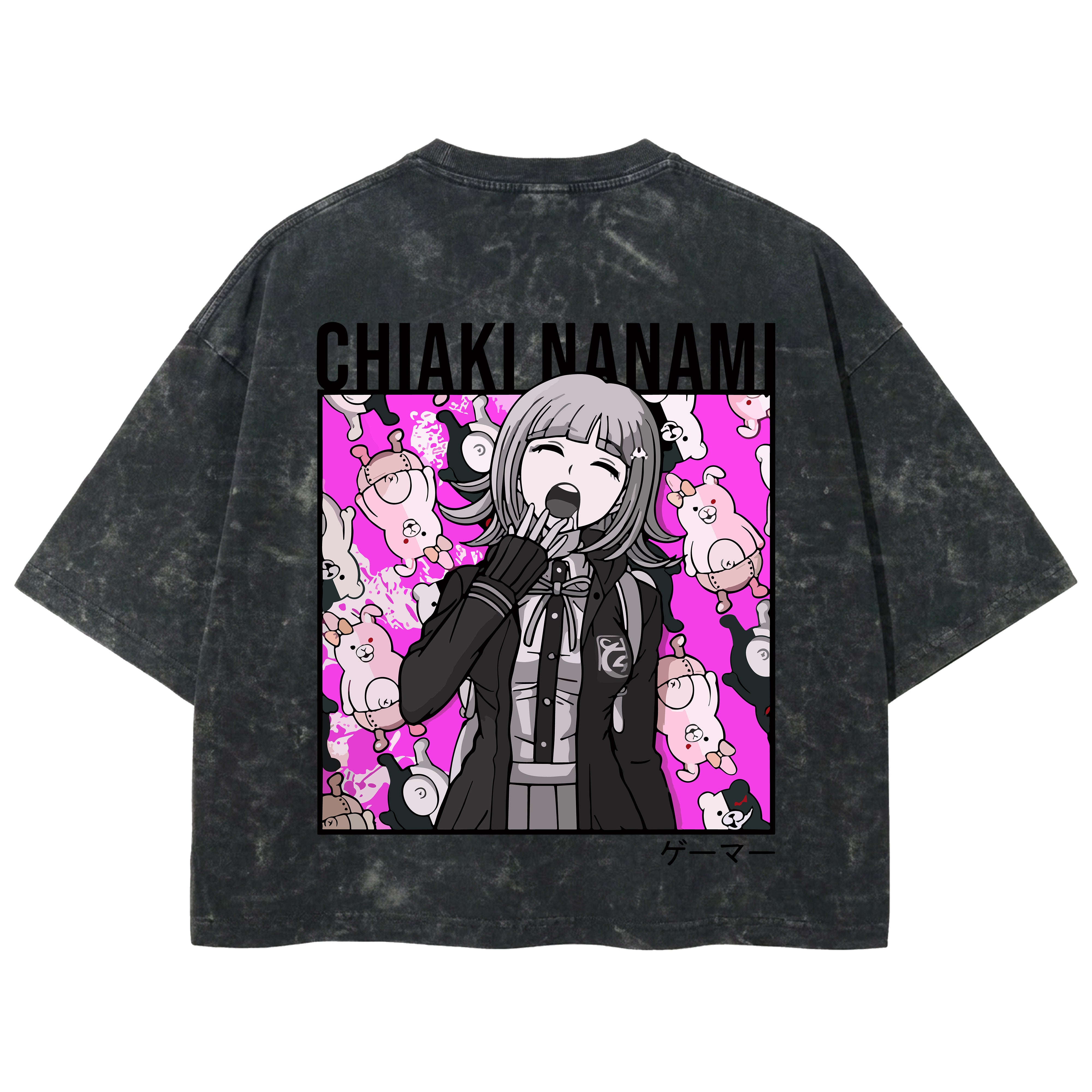 Playera streetwear premium de anime y gaming ExtraLife MX, corte boxy deluxe mineral wash heavyweight en color Acid Wash, moda urbana mexicana de culto.