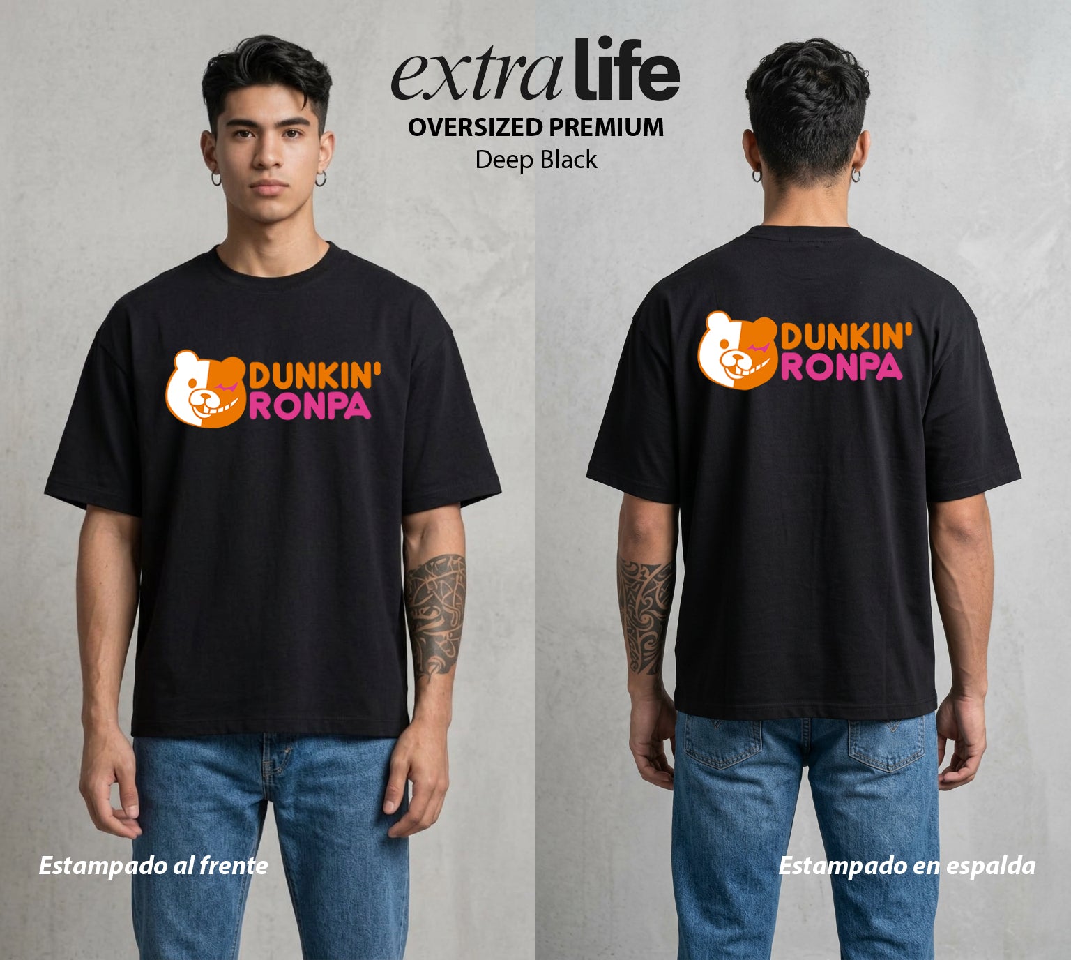 El Juicio Final Escolar | Las Donas de la Desesperanza #00598 - Playera Oversized Premium | Deep Black - Foto en modelo