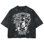 Playera streetwear premium de anime y gaming ExtraLife MX, corte boxy deluxe mineral wash heavyweight en color Acid Wash, moda urbana mexicana de culto.