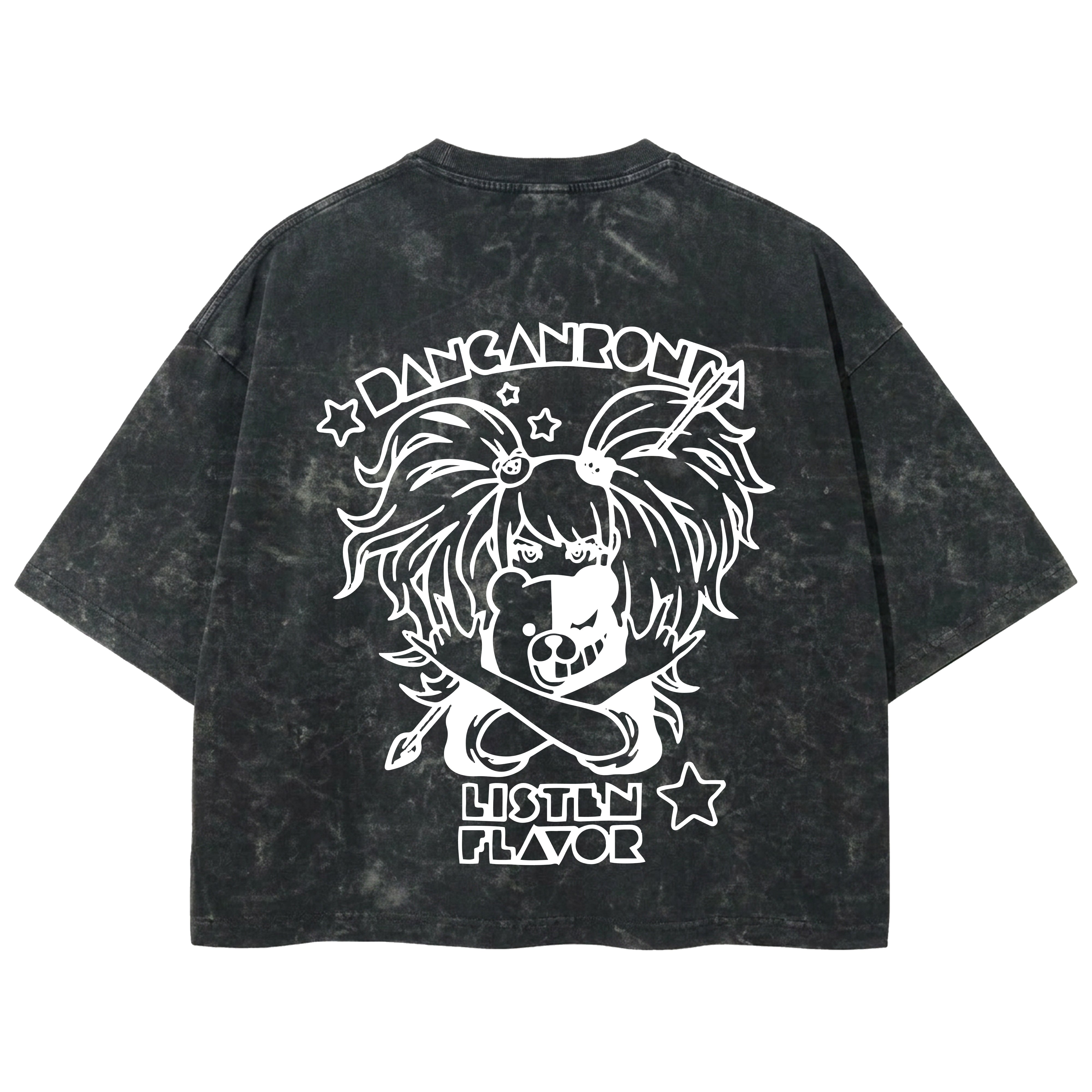 Playera streetwear premium de anime y gaming ExtraLife MX, corte boxy deluxe mineral wash heavyweight en color Acid Wash, moda urbana mexicana de culto.