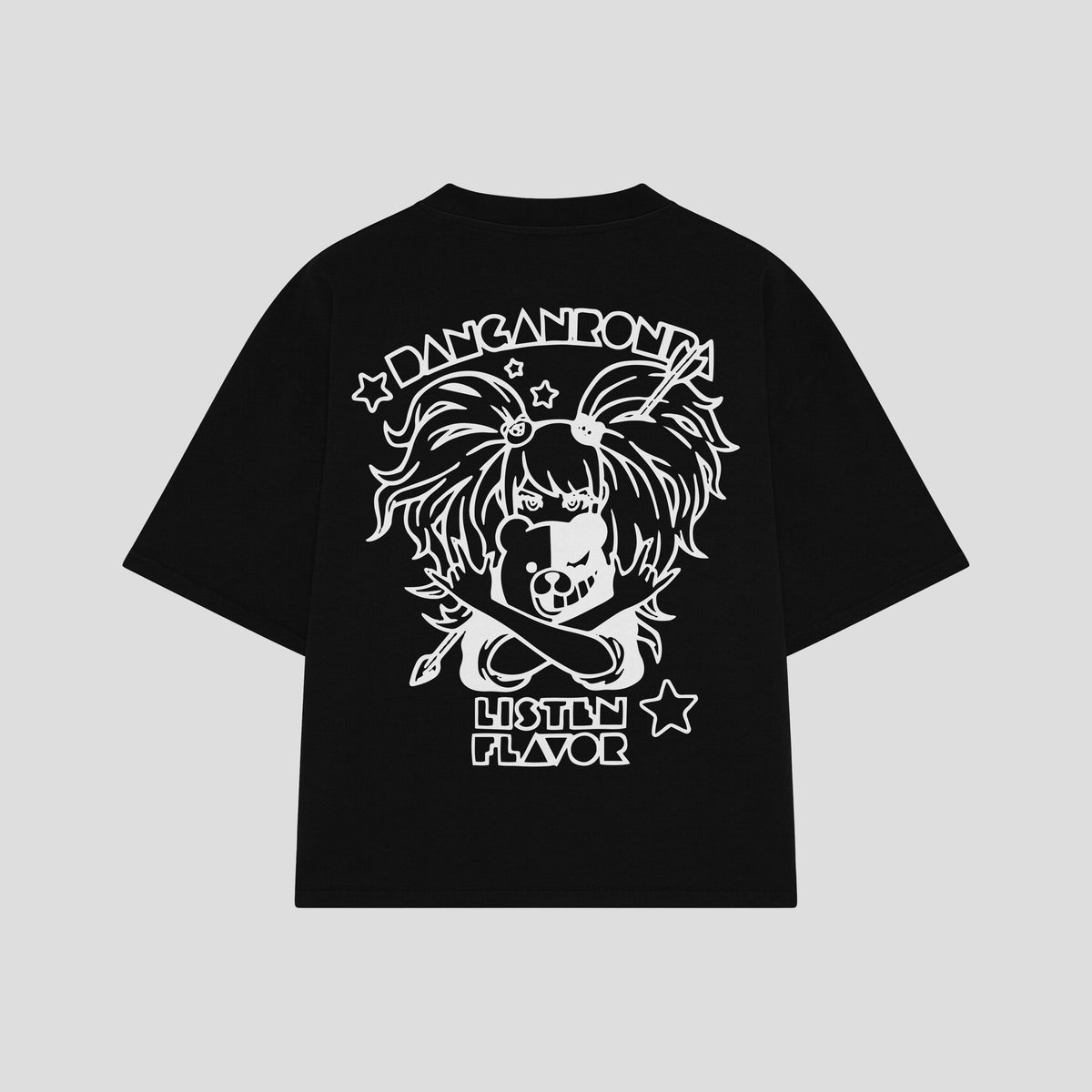 Playera streetwear premium de anime y gaming ExtraLife MX, corte oversized drop shoulder ligero y fresco en color Deep Black y Off-White, moda urbana mexicana de culto.