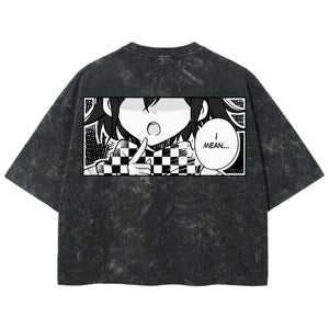 Playera streetwear premium de anime y gaming ExtraLife MX, corte boxy deluxe mineral wash heavyweight en color Acid Wash, moda urbana mexicana de culto.