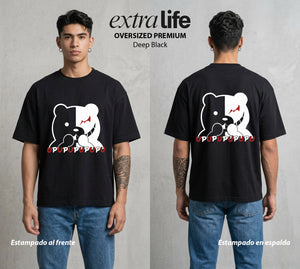 El Juicio Final Escolar | El Osito del Caos #00602 - Playera Oversized Premium | Deep Black - Foto en modelo