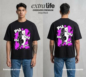 El Juicio Final Escolar | El Juez de la Desesperanza #00603 - Playera Oversized Premium | Deep Black - Foto en modelo