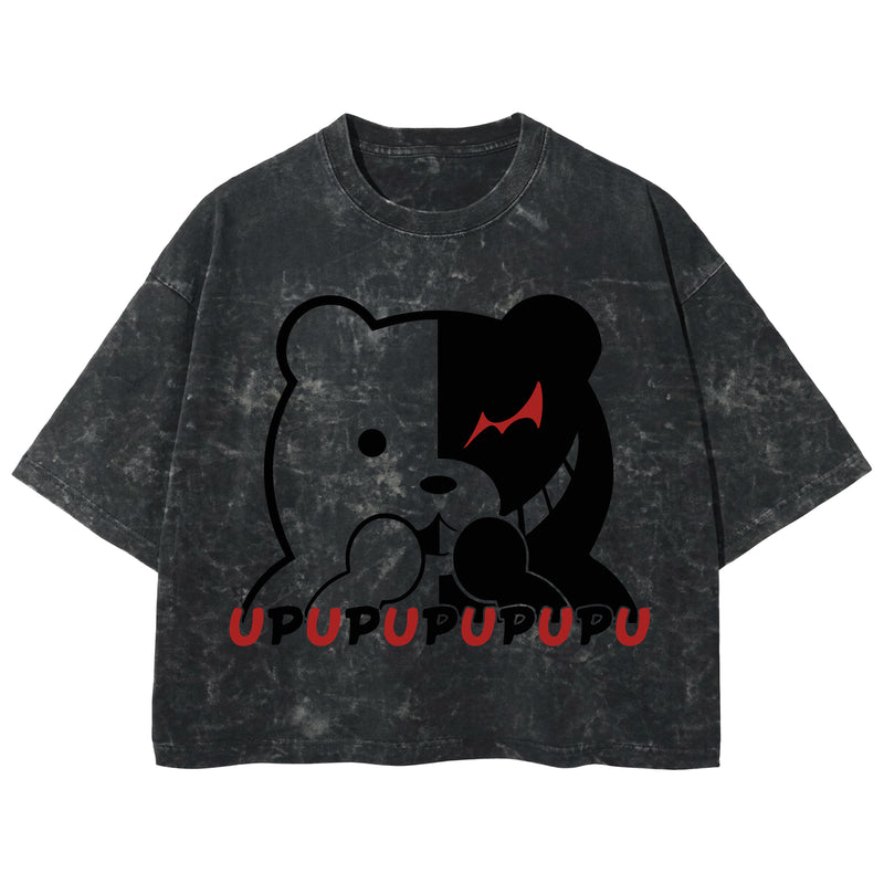 Playera streetwear premium de anime y gaming ExtraLife MX, corte boxy deluxe mineral wash heavyweight en color Acid Wash, moda urbana mexicana de culto.