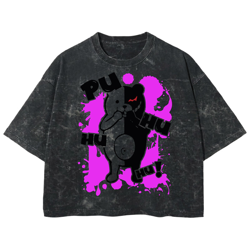 Playera streetwear premium de anime y gaming ExtraLife MX, corte boxy deluxe mineral wash heavyweight en color Acid Wash, moda urbana mexicana de culto.