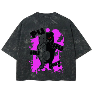 Playera streetwear premium de anime y gaming ExtraLife MX, corte boxy deluxe mineral wash heavyweight en color Acid Wash, moda urbana mexicana de culto.