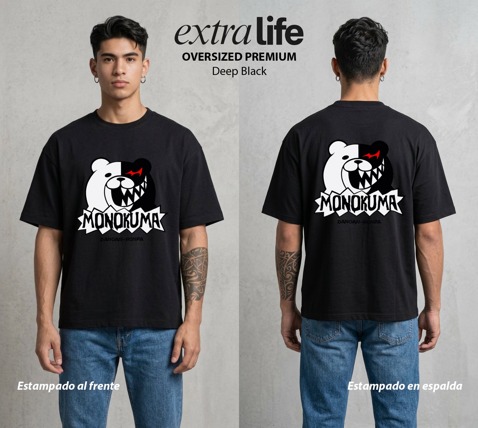El Juicio Final Escolar | El Osito del Caos #00606 - Playera Oversized Premium | Deep Black - Foto en modelo