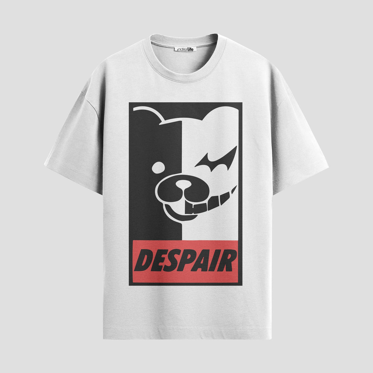 Playera urbana de anime y gaming ExtraLife MX, corte Classic Premium unisex ligero y transpirable en color Deep Black y Pure White, ropa de uso diario para gym y casual.