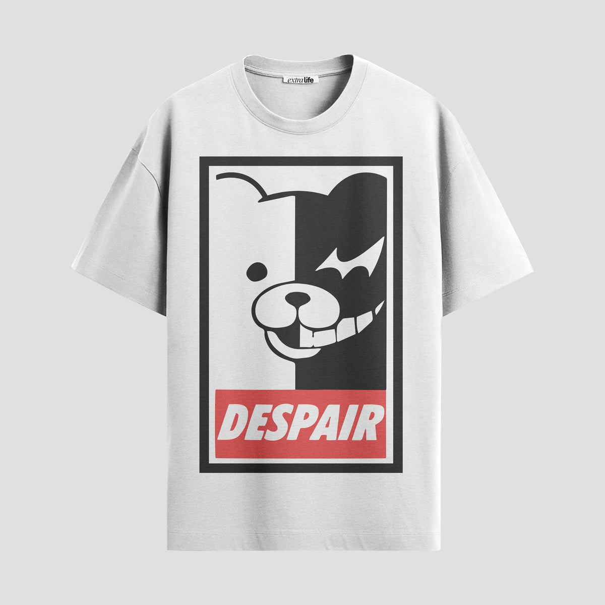 Playera urbana de anime y gaming ExtraLife MX, corte Classic Premium unisex ligero y transpirable en color Deep Black y Pure White, ropa de uso diario para gym y casual.