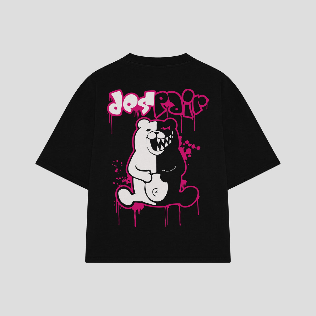 Playera streetwear premium de anime y gaming ExtraLife MX, corte oversized drop shoulder ligero y fresco en color Deep Black y Off-White, moda urbana mexicana de culto.