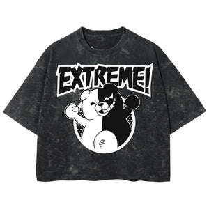 Playera streetwear premium de anime y gaming ExtraLife MX, corte boxy deluxe mineral wash heavyweight en color Acid Wash, moda urbana mexicana de culto.