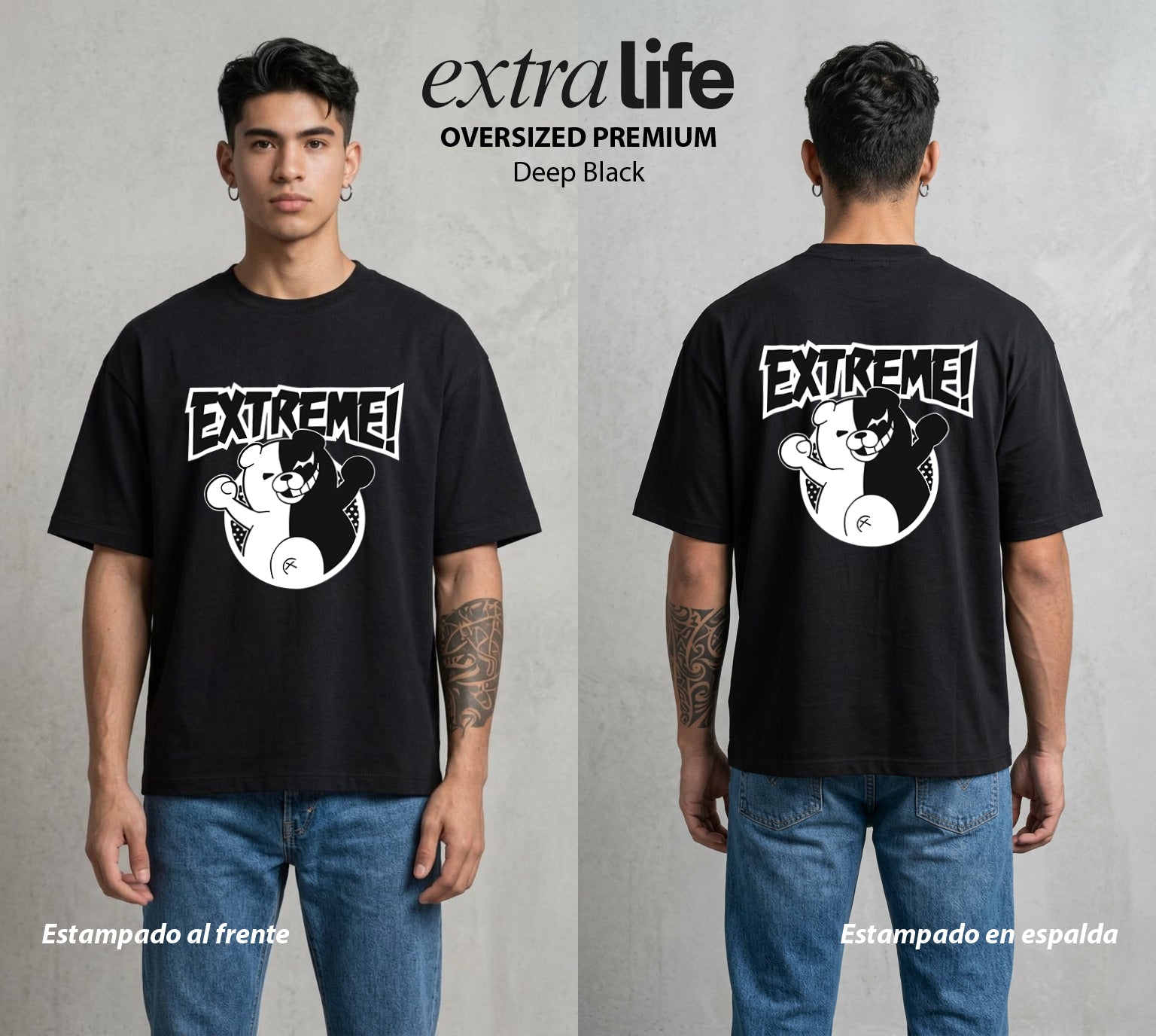 El Juicio Final Escolar | El Osito del Caos #00610 - Playera Oversized Premium | Deep Black - Foto en modelo