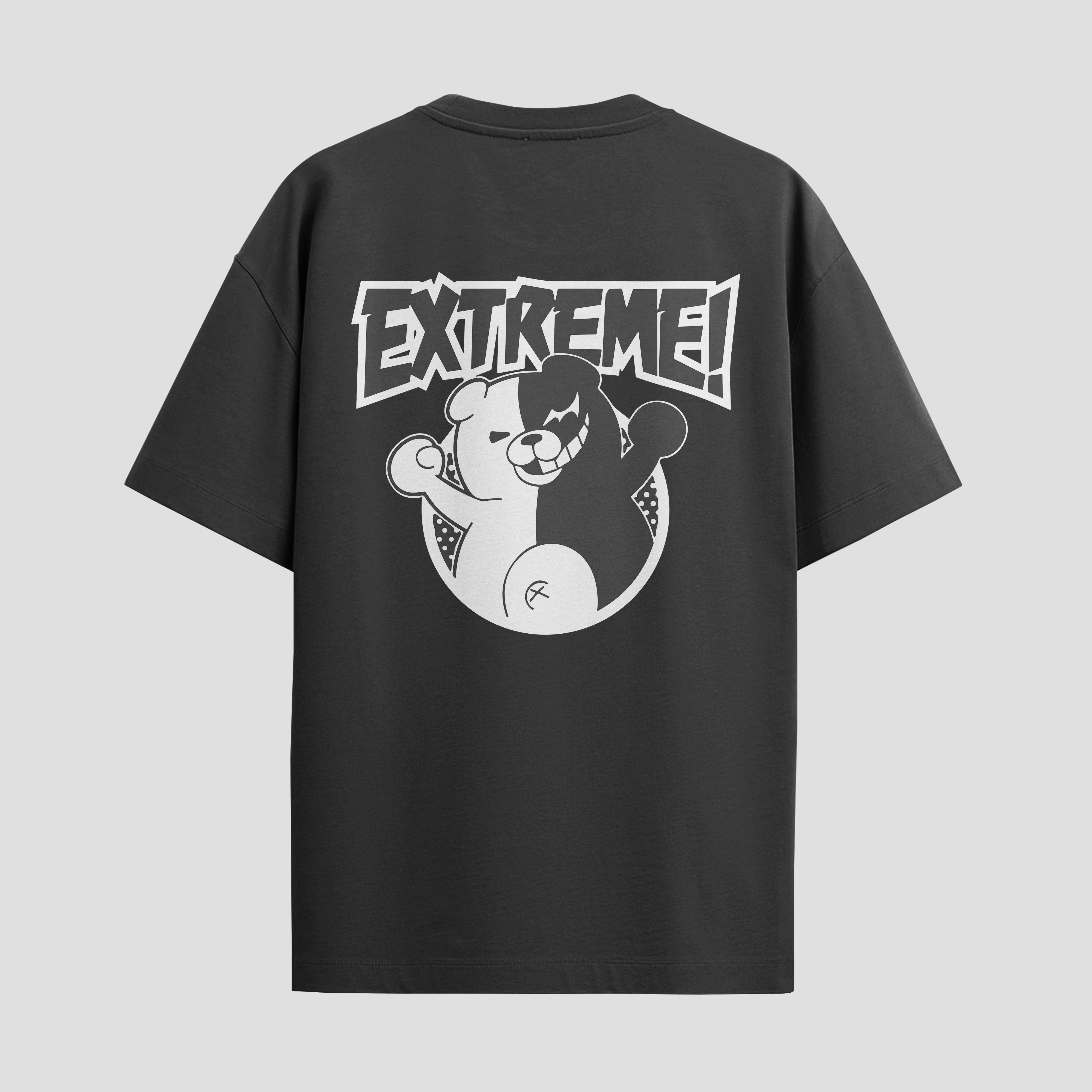 Playera urbana de anime y gaming ExtraLife MX, corte Standard Fit unisex ligero y transpirable en color Deep Black y Pure White, ropa de uso diario para gym y casual.