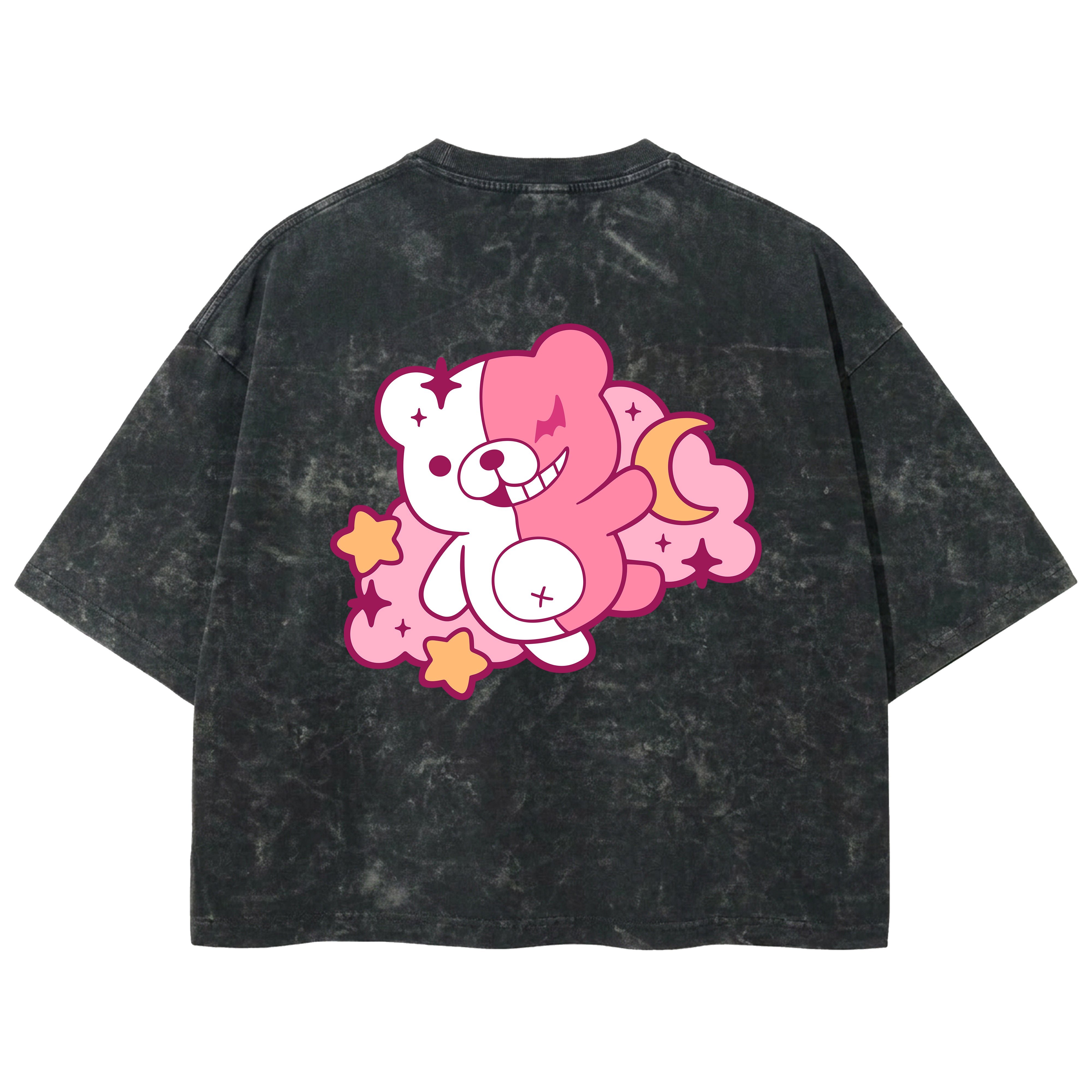 Playera streetwear premium de anime y gaming ExtraLife MX, corte boxy deluxe mineral wash heavyweight en color Acid Wash, moda urbana mexicana de culto.