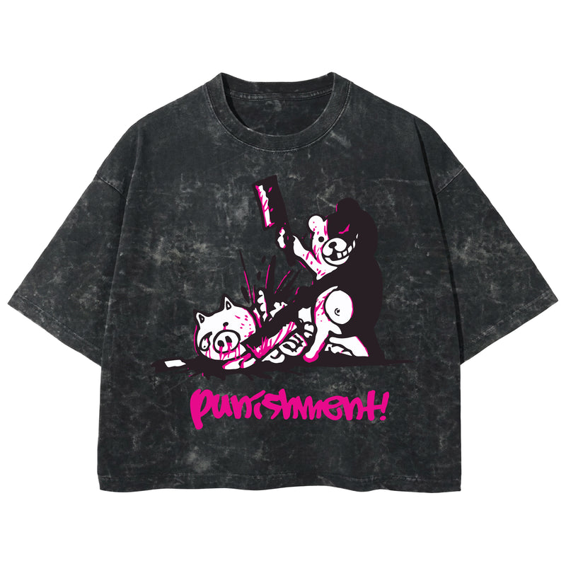 Playera streetwear premium de anime y gaming ExtraLife MX, corte boxy deluxe mineral wash heavyweight en color Acid Wash, moda urbana mexicana de culto.