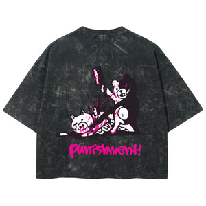 Playera streetwear premium de anime y gaming ExtraLife MX, corte boxy deluxe mineral wash heavyweight en color Acid Wash, moda urbana mexicana de culto.