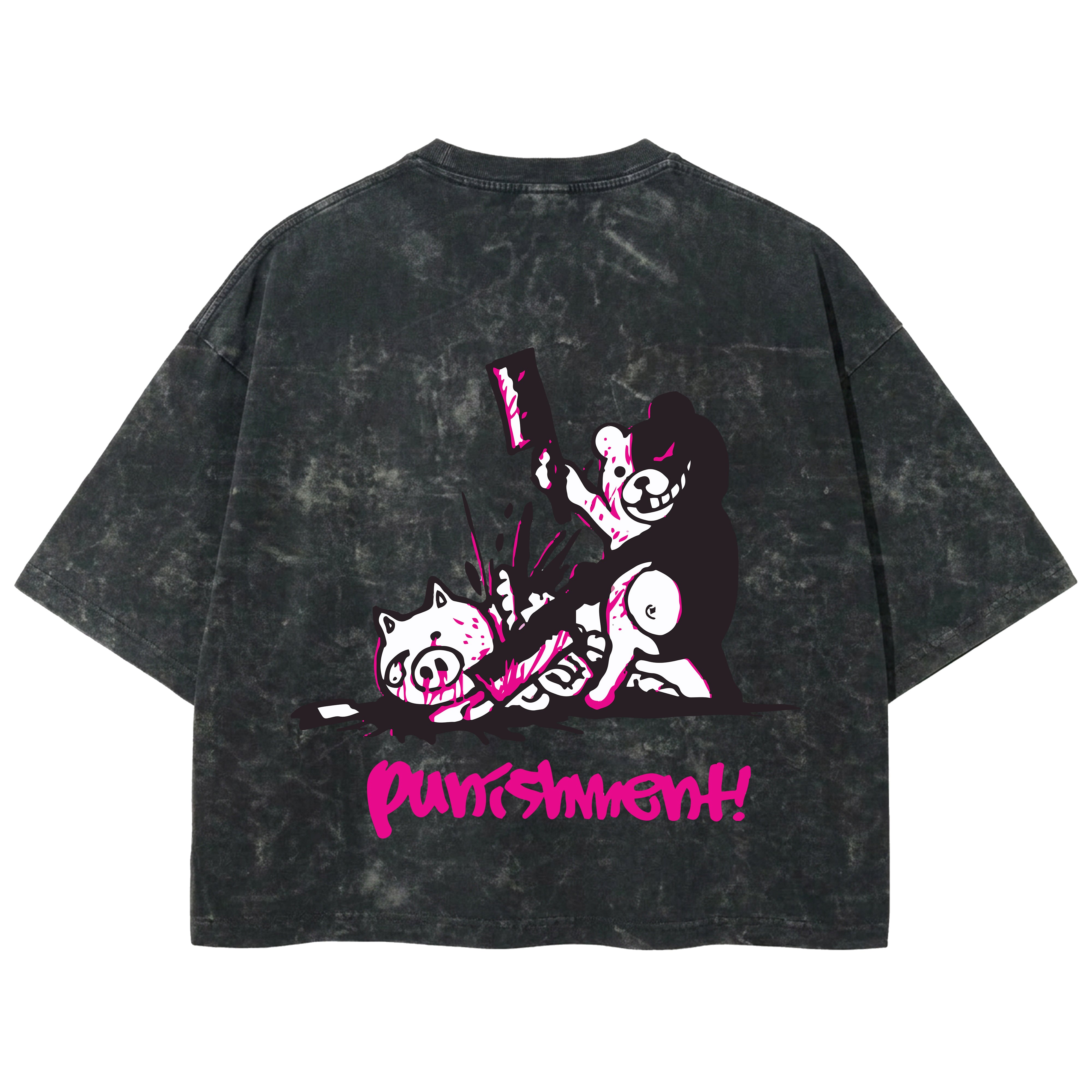 Playera streetwear premium de anime y gaming ExtraLife MX, corte boxy deluxe mineral wash heavyweight en color Acid Wash, moda urbana mexicana de culto.