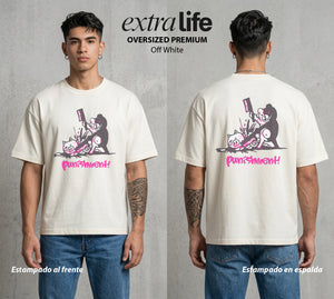 El Juicio Final Escolar | El Castigo Final #00612 - Playera Oversized Premium | Off White - Foto en modelo