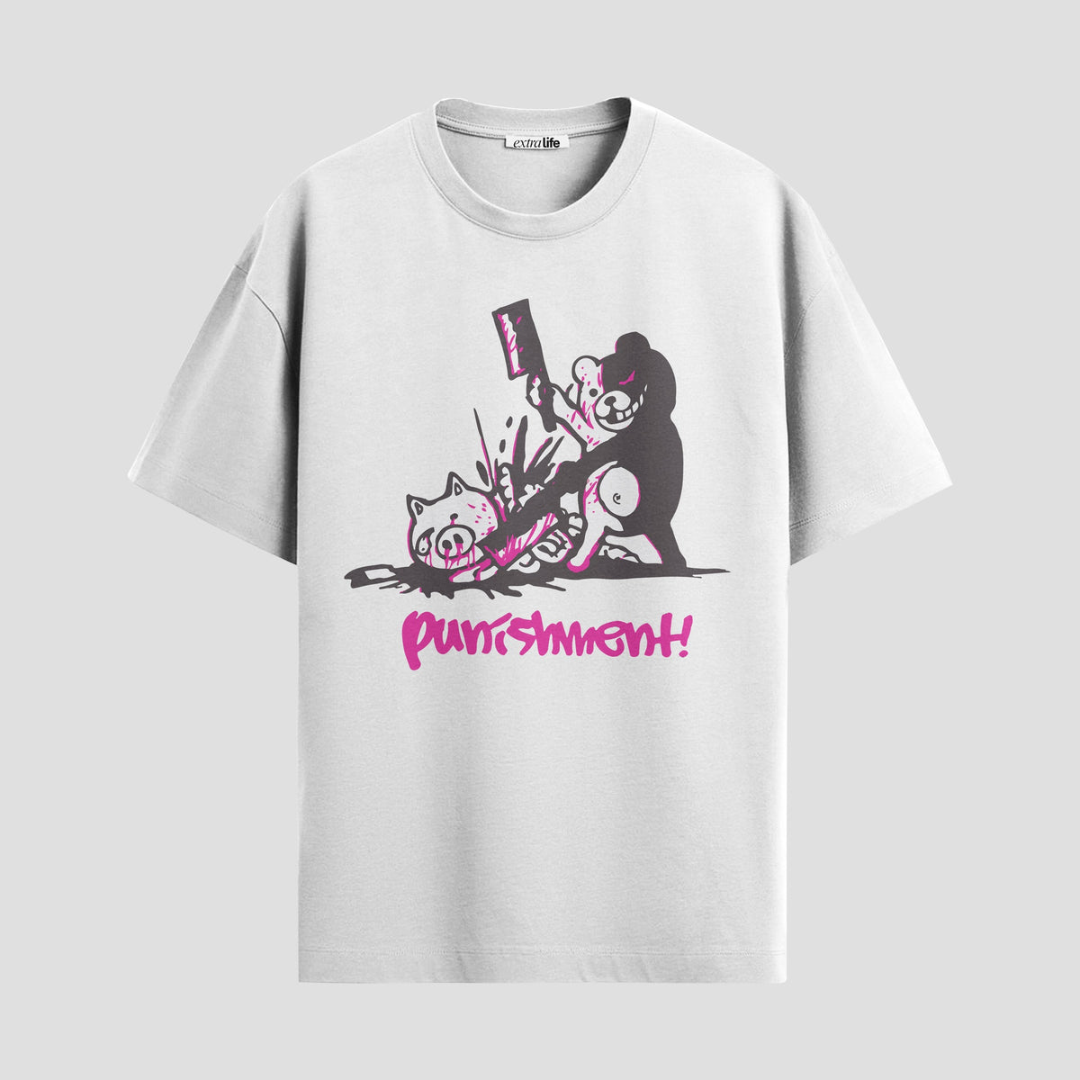 Playera urbana de anime y gaming ExtraLife MX, corte Classic Premium unisex ligero y transpirable en color Deep Black y Pure White, ropa de uso diario para gym y casual.