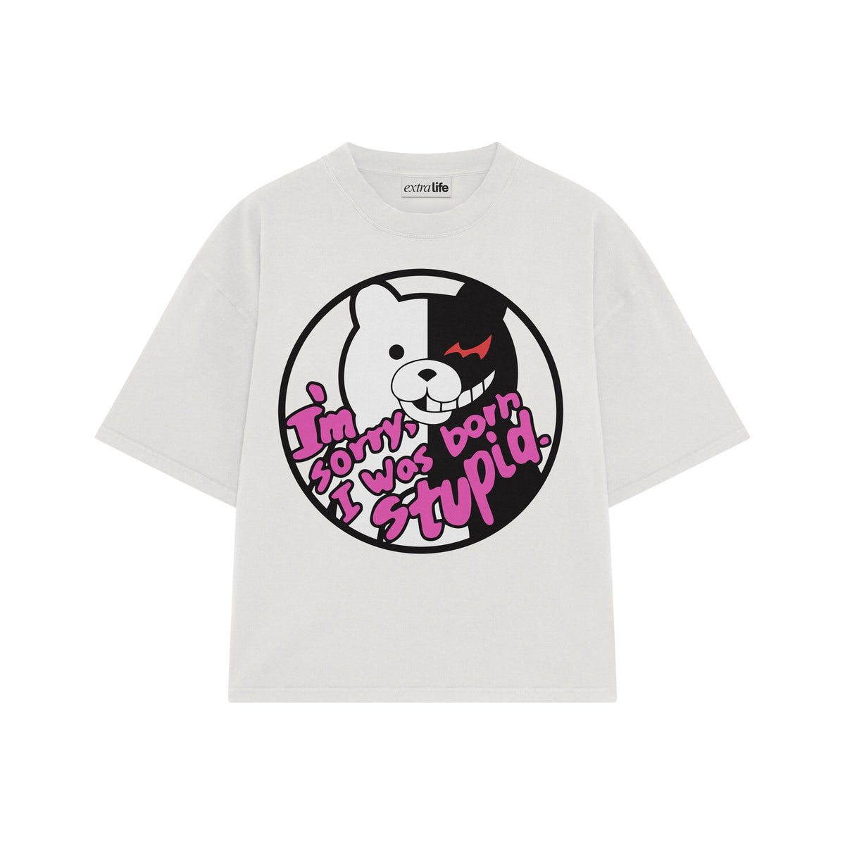 Playera streetwear premium de anime y gaming ExtraLife MX, corte oversized drop shoulder ligero y fresco en color Deep Black y Off-White, moda urbana mexicana de culto.