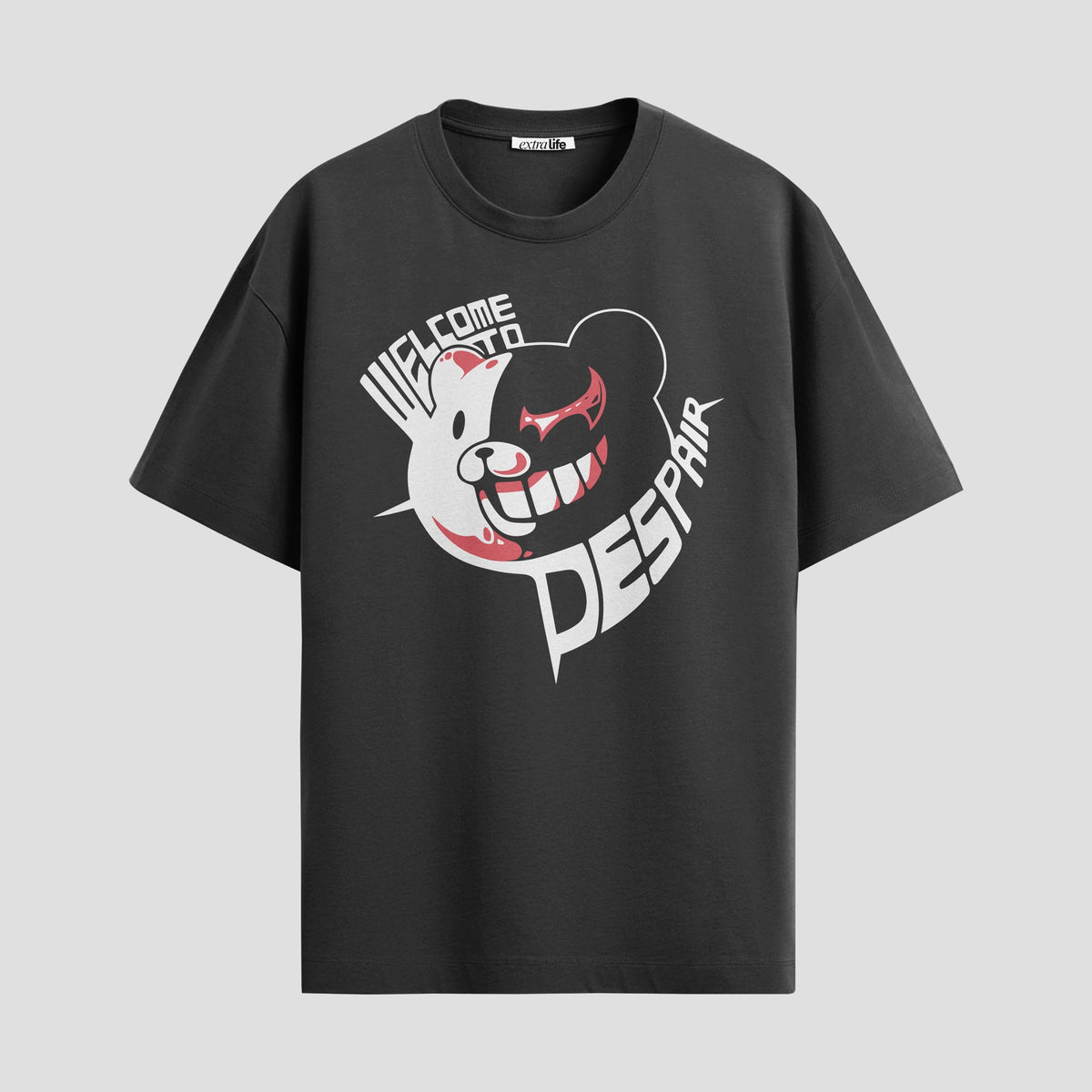 Playera urbana de anime y gaming ExtraLife MX, corte Classic Premium unisex ligero y transpirable en color Deep Black y Pure White, ropa de uso diario para gym y casual.