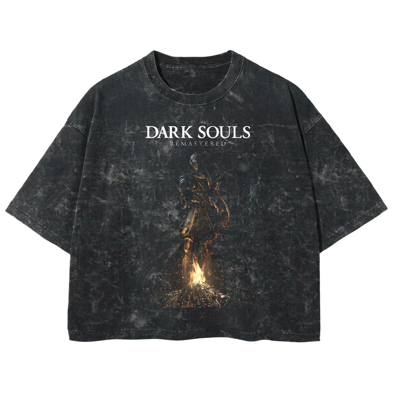 Playera streetwear premium de anime y gaming ExtraLife MX, corte boxy deluxe mineral wash heavyweight en color Acid Wash, moda urbana mexicana de culto.