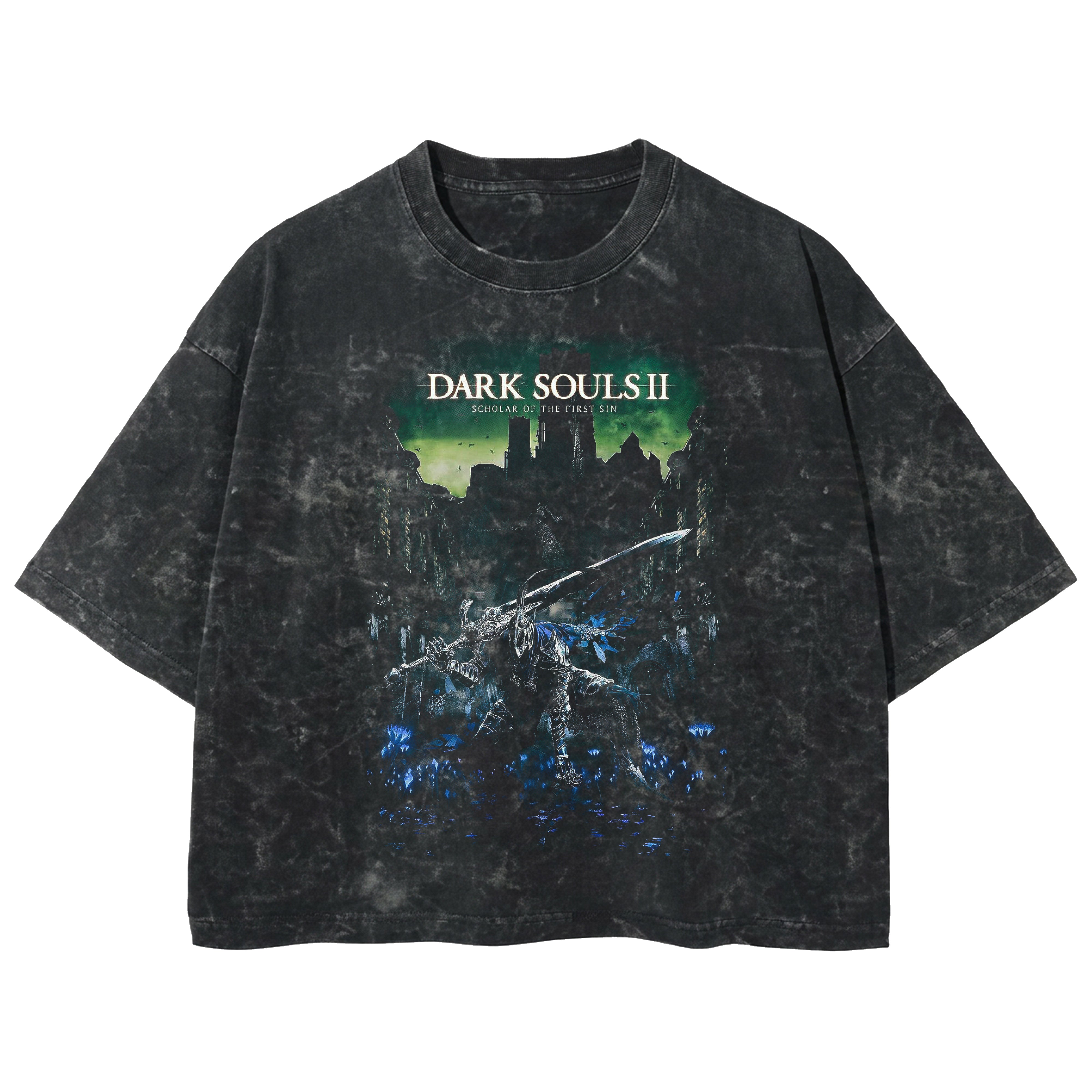 Playera streetwear premium de anime y gaming ExtraLife MX, corte boxy deluxe mineral wash heavyweight en color Acid Wash, moda urbana mexicana de culto.
