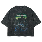 Playera streetwear premium de anime y gaming ExtraLife MX, corte boxy deluxe mineral wash heavyweight en color Acid Wash, moda urbana mexicana de culto.