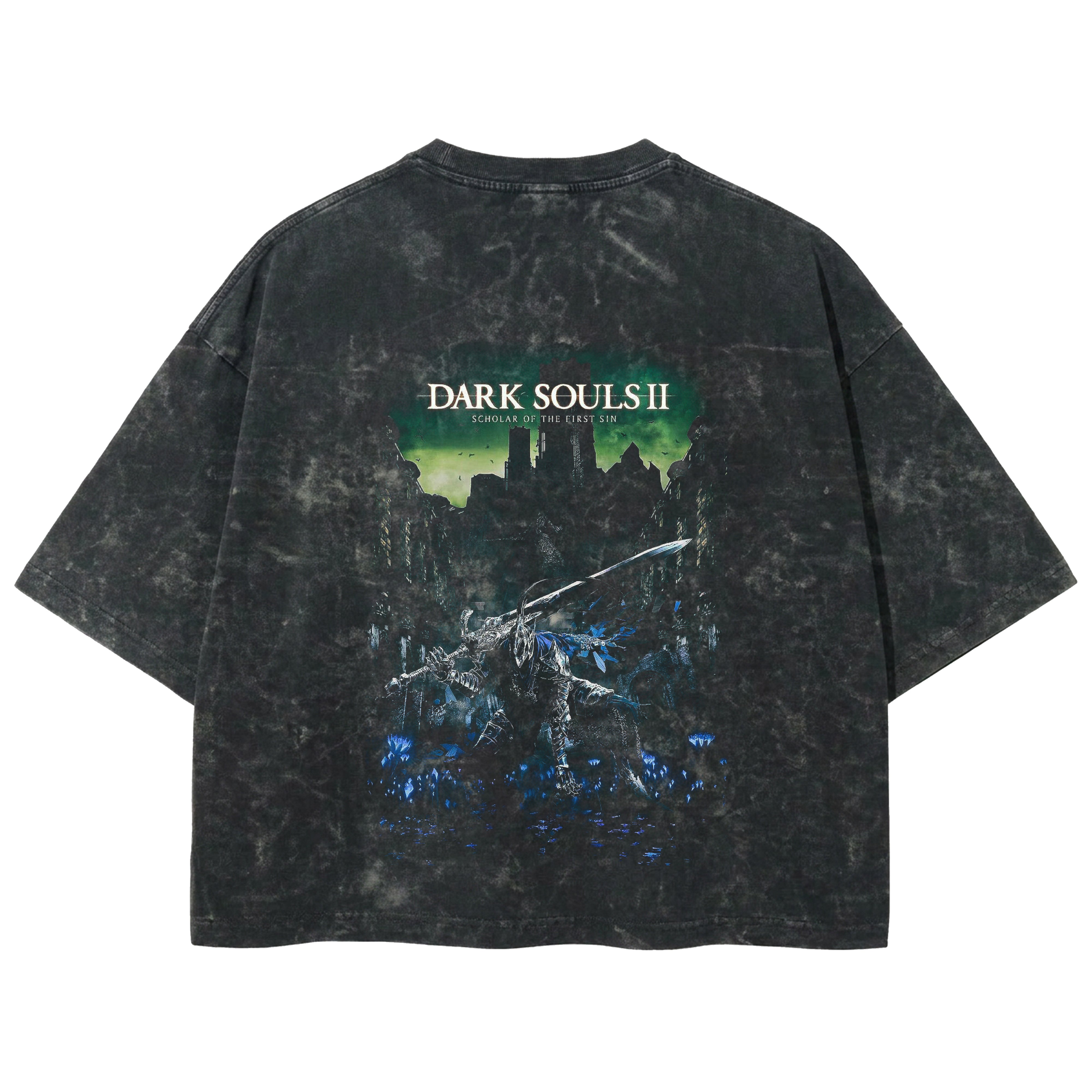Playera streetwear premium de anime y gaming ExtraLife MX, corte boxy deluxe mineral wash heavyweight en color Acid Wash, moda urbana mexicana de culto.