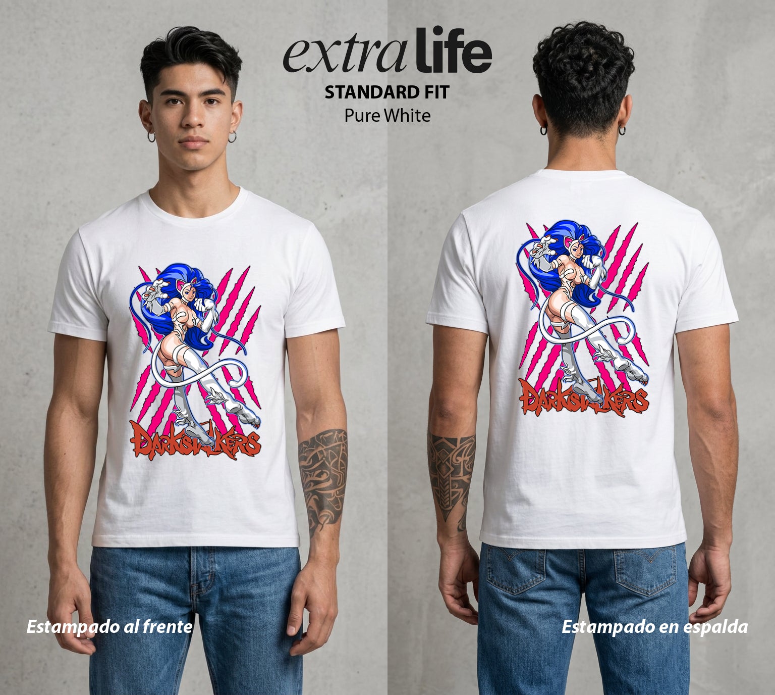 La Noche de los Acechadores | La Gata del Bien #00618 - Playera Standard Fit | Pure White - Foto en modelo