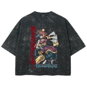 Playera streetwear premium de anime y gaming ExtraLife MX, corte boxy deluxe mineral wash heavyweight en color Acid Wash, moda urbana mexicana de culto.