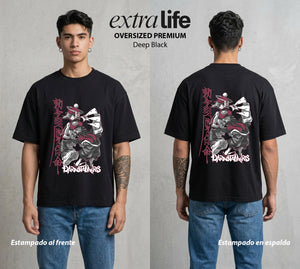 La Noche de los Acechadores | Darkstalkers Hsien Ko #00620 - Playera Oversized Premium | Deep Black - Foto en modelo