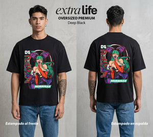 La Noche de los Acechadores | El Sucubo del Poder #00621 - Playera Oversized Premium | Deep Black - Foto en modelo